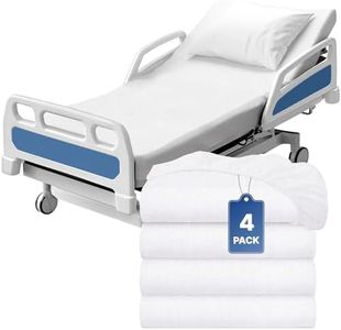 White Classic Fitted Hospital Bed Sheets Set, Soft Jersey Knitted T-Shirt Quality [4 Pack]