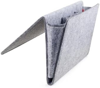 Kikkerland Large Grey Felt Pocket Caddy for Storage with Inner Pockets – Organization Essentials for Bed, Couch, Home – Holder for Magazines, Books, Phones, and Remote Controls