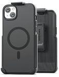 Encased SlimShield Designed for iPhone 14 Case with Belt Clip Holster - Magnetic Compatible with MagSafe (Matte Black)