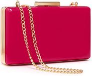 Dasein Women Evening Purses Clutch Bags Formal Party Clutches Wedding Purses Cocktail Prom Handbags (Patent Leather Hot Pink)