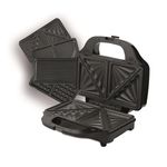 Hamilton Beach 4-in-1 Sandwich Toaster, Deep Fill, Waffle, Panini & Omelette Maker, Removable Non-Stick Plates, Cool-Touch Handle, Dishwasher Safe Parts, Indicator Lights, 900W, Black - HBSLS2002