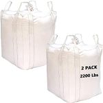 ZOENHOU 2 PCS 2200 Lbs 1 Ton FIBC Bulk Bags, 35x35x43 Inch Sand Bag with 4 Lift Loops, Woven Polypropylene Bags for Construction Moving Transport Packing Storage Industrial, Duffle Top Flat Bottom