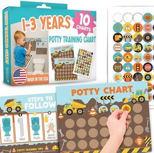 Construction Potty Training Chart for Toddlers Boys - Potty Chart for Boys with Stickers, Sticker Chart for Kids Potty Training Chart for Toddlers Boys, Potty Sticker Chart for Toddlers Boy