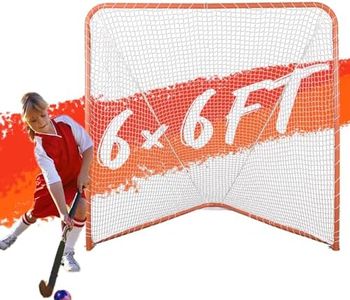FLITURE Lacrosse Goal, 6x6 FT Foldable Lacrosse Goal, Portable Lacrosse Nets for Backyard, Orange Heavy-Duty Steel Frame with Lacrosse Training Net