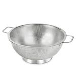 POPGRADE Large Stainless Steel Colander with Handle, 5QT Strainer and Colander for Kitchen, Metal Fruit Rice Pasta Strainer with Handles