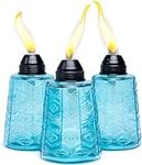 Backyadda Stylish Glass Torches for Your Table or Patio with Many Colors to Choose from. Set of 3 Torches. (Caribbean Blue)