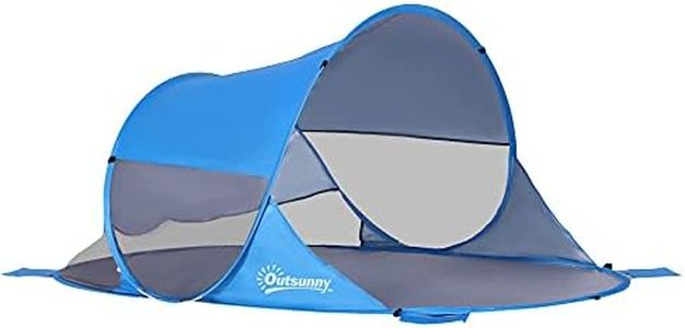 Outsunny 1-2 Person Pop up Beach Tent Hiking UV 30+ Protection Patio Sun Shade Shelter Portable Automatic - Blue