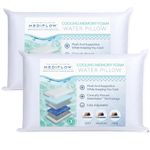 Mediflow Cooling Gel Memory Foam Water Pillow - Adjustable Pillow for Neck Pain Relief, Pillow for Side, Back, and Stomach Sleepers, Cooling Bed Pillows for Sleeping (2 Pillows)