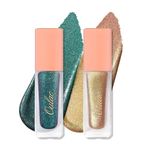 Oulac Liquid Glitter Eyeshadow Set – Metallic Green Eyeshadow & Lime Gold Eye Shadow Set, Liquid Shimmer Eyeliner, Blendable Eye Make-up, Crease-Resistant, Vegan (11/21)