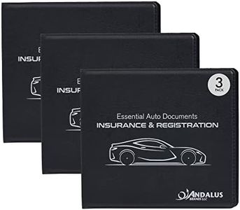Andalus Auto Registration & Insurance Card Holder Pack of 3, Waterproof Essential Car Registration Holder with Hook & Loop Closure, Perfect for Every Vehicles Glove Boxes (Black - 5.1" X 4.6")