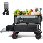 Timber Ridge 400L Large Capacity Folding Double Decker Wagon, 54" Extra Long Extender Wagon Cart, 450lbs Heavy Duty Collapsible Wagon, All-Terrain Big Wheels for Camping, Sports, Shopping, Gray