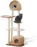 Miss Tiara Contemporary Elegance: Hand-Woven Oak Cat Tree Tower - Stylish Scratching Tree for Multiple Large Cats (Brown)