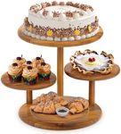 HURZMORO 4 Tier Round Cupcake Tower Stand for 50 Cupcakes,Wood Cake Stand with Tiered Tray Decor,Farmhouse Tiered Tray Decor,Cupcake Display for Birthday Graduation Baby Shower Tea Party