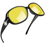 Joopin Night Driving Glasses for Women, Fashion Big Frame Anti-glare Yellow Lens Night Vision Glasses for Driving