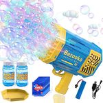 AIGUMI Bazooka Bubble Gun, 12000+ Bubbles Per Minute Bubble Machine Gun with Colorful Lights, Bubble Gun for Kids, Toy (Blue)