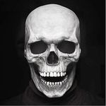 Supmaker Skull Mask Moving Jaw, Halloween Skull Mask Adult Entire Head Realistic Latex Helmet, Scary Skeleton Headgear