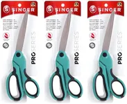 SINGER 00562 9-1/2-Inch ProSeries, Heavy Duty Bent Sewing Scissors, Teal - For Cutting Fabric, Denim, Paper & More (Three-Pack)