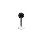 BodyJewelryOnline Surgical Steel Labret Tragus Earring with Black Cz Gems 16G - 8mm