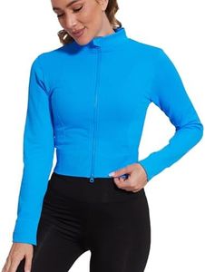 MathCat Seamless Workout Jacket for Woman,Zip Up Long Sleeve Sweatshirts Copped Yoga Athletic Running Jackets Slim Fit