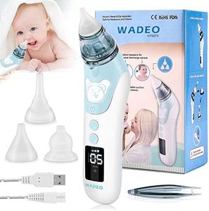 WADEO Mouche Bébé Electrique, Aspirateur Nasal pour Bébé, Rechargeable USB écran LCD, avec 5 Forces D'aspiration et 3 Embouts Silicone, Nettoyeur Nasal pour Nouveaux-nés, Enfants Bas âge