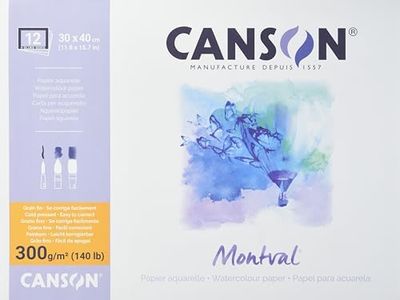 CANSON Montval - Bloc 12 feuilles papier aquarelle - Grain fin - 30 x 40 cm - 300g/m²