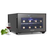 JINJUNYE 8 Bottle Wine Cooler Refrigerator, Wine Fridge Small, Countertop Wine Cooler with Digital Temperature Control, 46-66℉ Mini Freestanding Wine Cellars Glass Door, Gift for Wine Lover