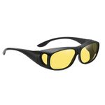 Polarized Night Driving Glasses for Women Men, Ultra Light Anti Glare HD Night Vision Glasses with UV 400 Protection and TAC Yellow Tinted Lens Fit Over Eyewear Suit for Driving Fishing Running Golf