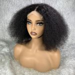 GZAmber 12 inch Afro Kinky Curly Human Hair Wig Kinky Curly Wig 4x4 Lace Wigs Human Hair Pre Plucked 180 Density Curly Wigs for Women