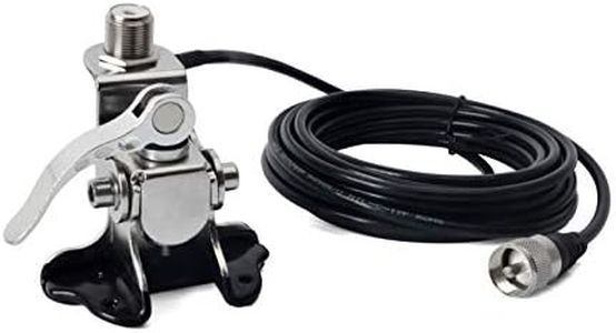 HYS Car Antenna Mount Stainless Steel Car Clip Mount Trunk Lid Hatchback Mount Bracket for Mobile Transceiver Car Radio Antenna + 16.4FT RG58 Antenna Cable (SO239 to PL259)