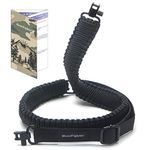 HuntFighter Rifle Sling with Swivels, 550 Paracord 2-Point Gun Sling with Quick Adjustable Length Strap for Outdoors Hunting (Black)