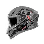 HEADFOX N2F Wolf Full Face Bluetooth Helmet for Bike | Waterproof Smart Helmet for Man & Women | ISI Certified | Built-in Bluetooth | Glossy Grey Large (60 CM)