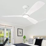 Depuley 72" Ceiling Fan with Lights and Remote,White and Gold Ceiling Fan with 5-Speed 8 Blades Reversible DC Motor,3000K-6000K Ceiling Fan with Light for Indoor Outdoor,Timer