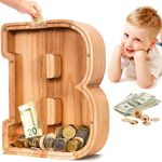 SummiDate Wooden Letter Piggy Bank| Piggy Bank for Boys Girls Toddler| Alphabet E Money Bank| Coin Bank Birthday Gift for Kids|Children's Gift (B)