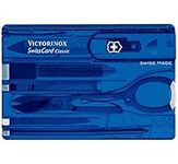 Victorinox, Swiss Card Classic, Swiss Made Pocket Tool, Multi Tool, Credit Card Size, 10 Functions, Emergency blade, Scissors, Blue Transparent