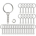 Redamancy Keychain Rings, Key Ring Hoops, 30pcs Keyring Chain and 30pcs Open Jumper Rings, 2,5cm Key Ring Hoops with Chain for Home Keychains, Lanyards, Gifts and Other Crafts Jewelry Making