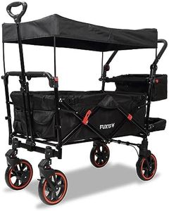 Fuxtec Chariot Premium Cruiser Noir, L'Original, Chariot de Jardin Pliable Pour Enfants, Transport, Plage, Ville, Forêt, à Tirer ou à Pousser, Capacité De Charge 75 kg