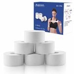 AUPCON White Athletic Tape 6Rolls - No Sticky Residue for Athletes, Protect Ankle & Knee & Wrist and Mucle Support Medical Sports Tape Use for Training Supplies Boxing Professional Supply Cotton