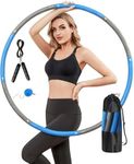 Phobby Weighted Exercise Hoop for Adults, 2.2lb Detachable Fitness Hoop, Adjustable Hoops with Jump Rope, Tape Measure and Carry Bag, Home Gym Workout (Blue Grey)