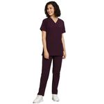 THE UNIFORM PROS. Women's Minimalist Scrub Suit | 5 Pocket | V Neck | Skin Friendly Fabric | Long Lasting | Hospital Uniform for Doctors, Nurses, OT Dress (M, Wine)