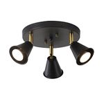 YILYNN Industrial Flush Mount Ceiling Light, 3-Light LED Ceiling Spot Track Lighting,Indoor Adjustable Kitchen Ceiling Light for Living Room, Dining Room,Bedroom,Hallway，Black,Gu10 Bulbs Included