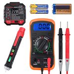 Proster Electrical Test Kit Socket Tester Non-contact AC Voltage Detector Non-Contact Voltage Tester Pen Digital LCD Multimeter NCV Detector Multimeter Test Leads for DIY Appliance Repair