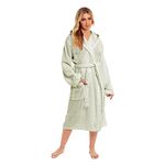 Daisy Dreamer Womens Robe Luxury Terry Towelling 100% Cotton Dressing Gown Bathrobe Highly Absorbent Ladies Hooded Bath Wrap,Sage Green Small