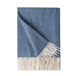 BOURINA Herringbone Sofa Throw Blanket Faux Cashmere Lightweight Soft Cozy Couch Bed Chair Fringe Throw Blankets 125 x 152cm,Navy