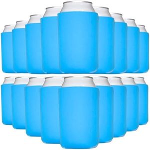 TahoeBay Blank Beer Can Cooler Sleeves (25-Pack) Bulk Sublimation Blanks for Vinyl Plain Soft Foam Can Sleeves Coolers for Soda Cans & Bottles Black, White, Assorted Solid Color (Neon Blue)