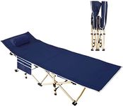 Livearty (TM) Folding Camping Cot, Large Pocket Portable Camp Bed Cots with Carry Bag, Max Load 450 LBS, for Camping, BBQ, Hiking, Backpacking, Beach, Home, Office, Navy Blue