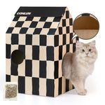 Conlun Cardboard Cat House with Cat Scratch Pad&Catnip,Easy-to-Assemble Cat Scratcher Cardboard House for Cat Toys,Cat Scratching Home Toy for Indoor Cats&Small Animals Birthday