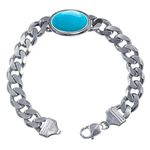 Ramneek Jewels Divya Shakti 60.25-60.50 Ratti Turquoise AAA Gemstone Sterling Silver Bracelet for Men