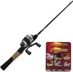 Zebco 33 Micro Spincast Reel and Fishing Rod Combo, 4-Foot 6-Inch 2-Piece Durable Fiberglass Fishing Pole, Quickset Anti-Reverse Fishing Reel with Bite Alert, Includes 35-Piece Tackle Kit, Silver