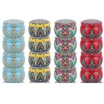 iKalaa Candle Tins with Lids - 16 PC, 4.4oz, Candle Containers Candle Jars, Candle Making Kit DIY Arts Crafts Storage (Each Design 4)