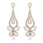 Rosemarie & Jubalee Women's Hypoallergenic Dramatic Crystal Teardrop Long Shoulder Duster Earrings, 3.62", Metal, glass